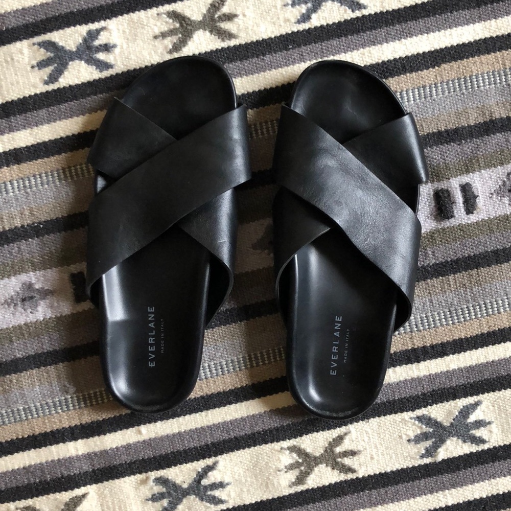 Everlane Leather Crossover Slide Sandals - Italian